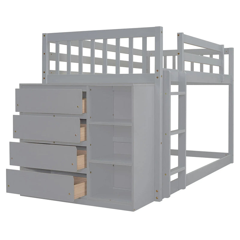Bunk Bed With 4 Drawers And 3 Shelves by Unique Piece Furniture