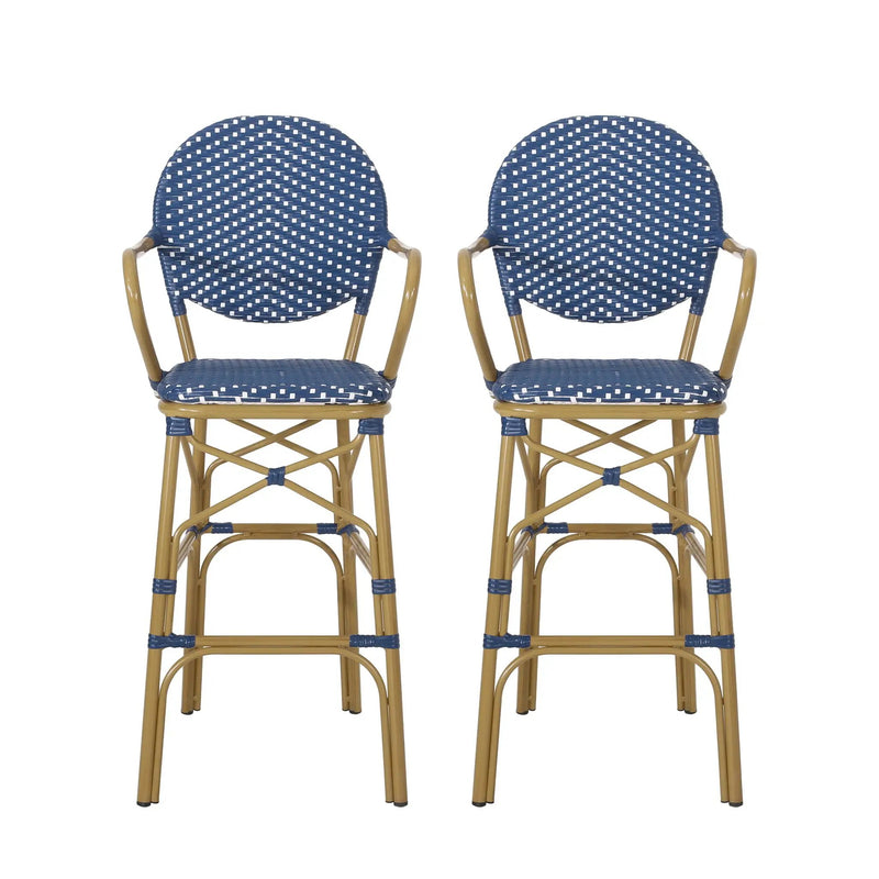 Outdoor Wicker And Aluminum French Barstools (Set of 2) by HouseOfZazla
