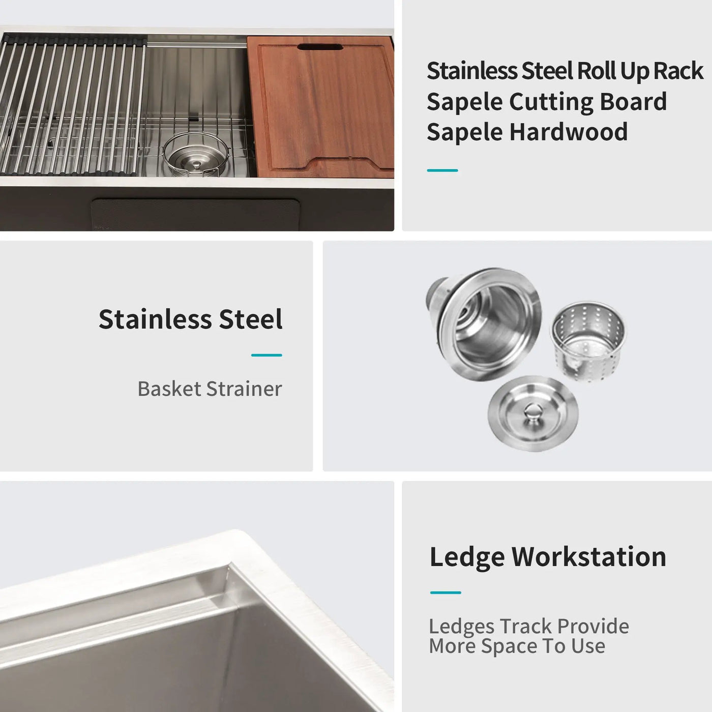 Undermount Workstation Kitchen Sink Stainless Steel Single Bowl by HouseOfZazla