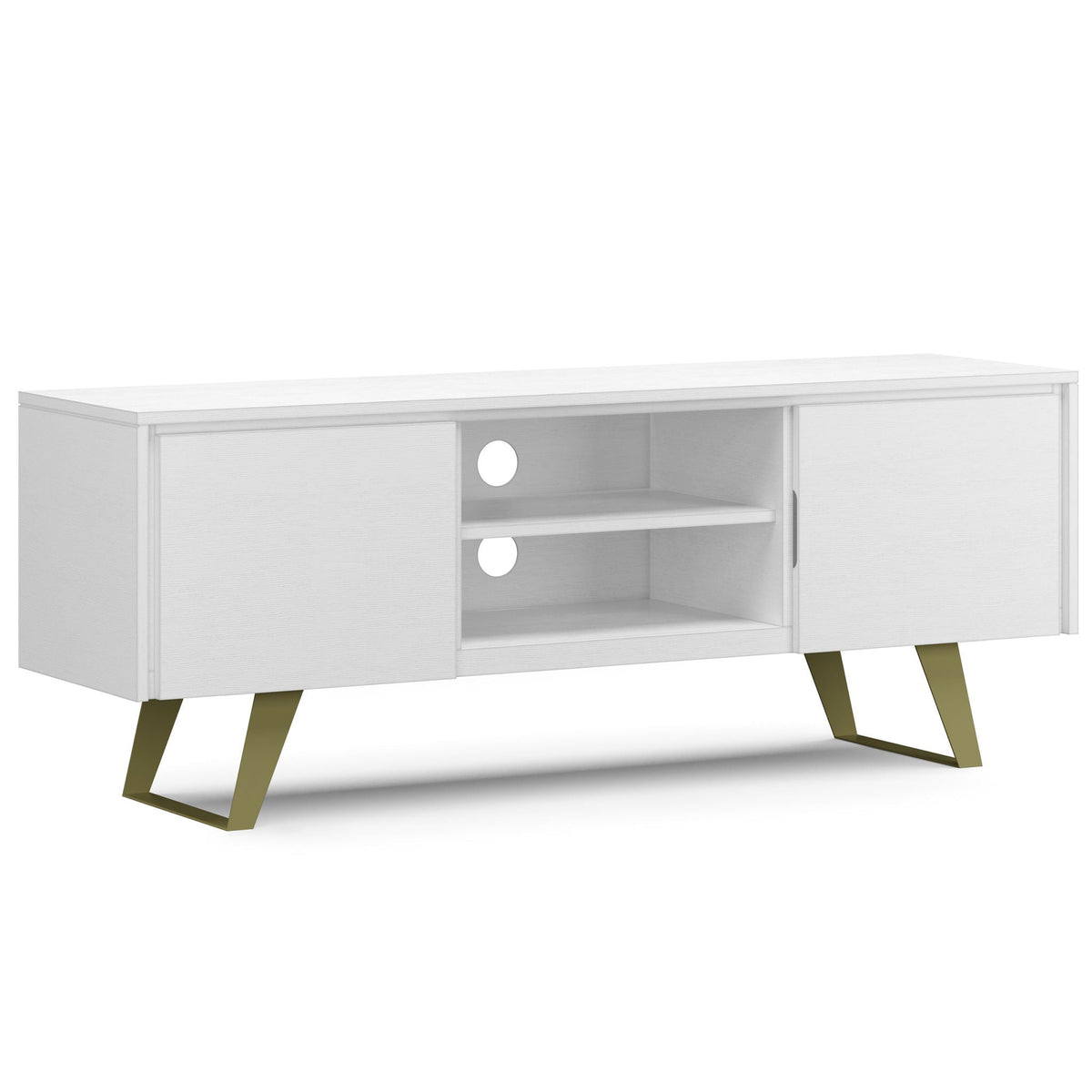Handcrafted Acacia Wood TV Stand with Metal Legs - Light Brown, Dark Brown, White, photo 3 of 31