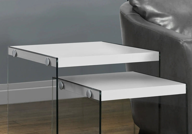 Accent Nesting Table Clear Tempered Glass For Living Room (Set of 2) by Unique Piece Furniture