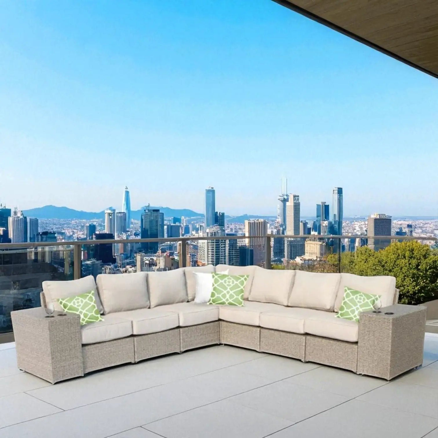 Rattan Sectional Sofa Set With Cushions by Unique Piece Furniture