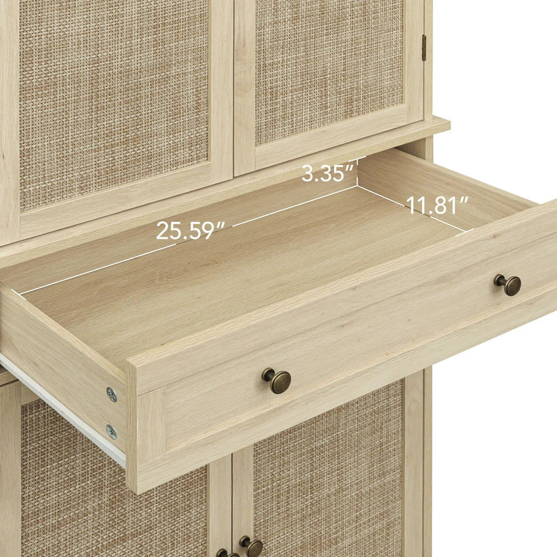 4 Door Storage Cabinet With 1 Drawer And 4 Adjustable Inner Shelves - Natural by HouseOfZazla