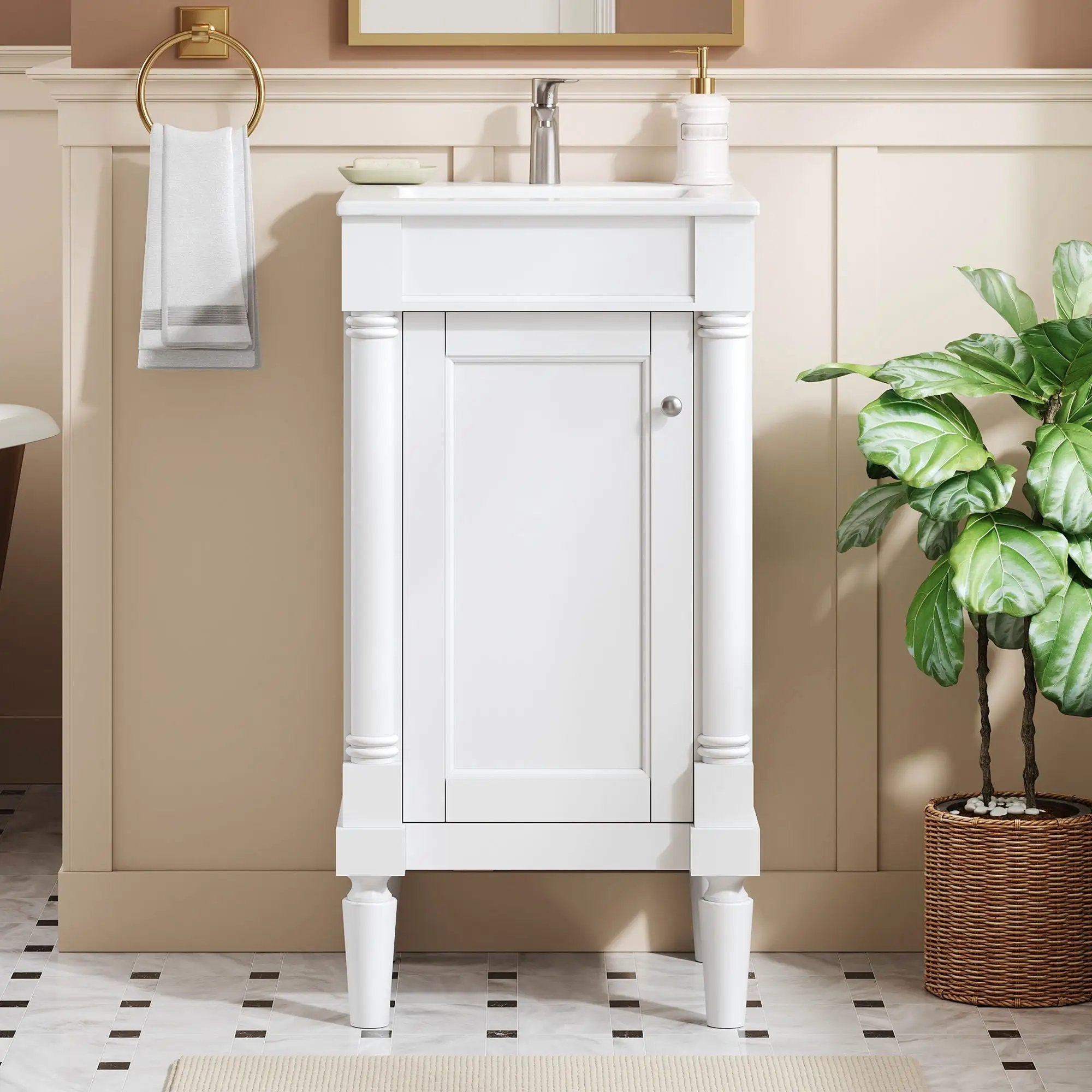 French Style Bathroom Cabinet With Sink, Adjustable Shelf by Unique Piece Furniture