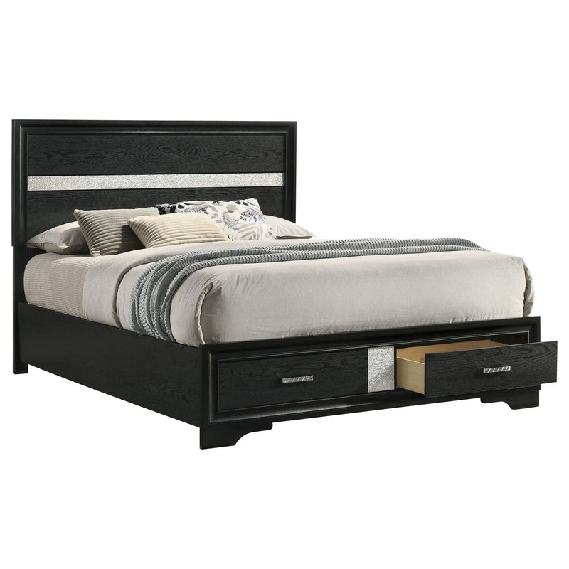 Miranda 51-inch Wood Queen Storage Panel Bed Black by Unique Piece Furniture