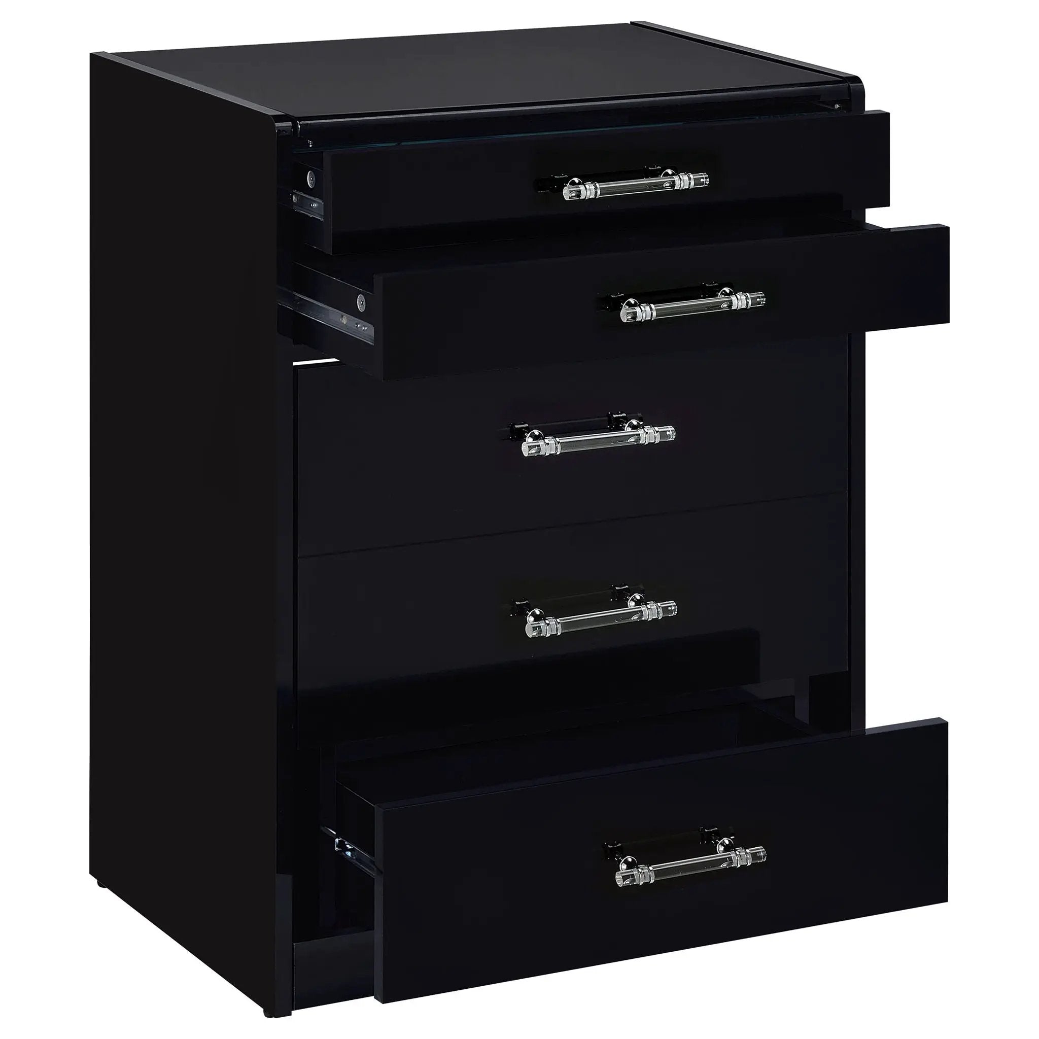 Danbury 3-drawer Makeup Vanity & Stool Set Black High Gloss by Unique Piece Furniture