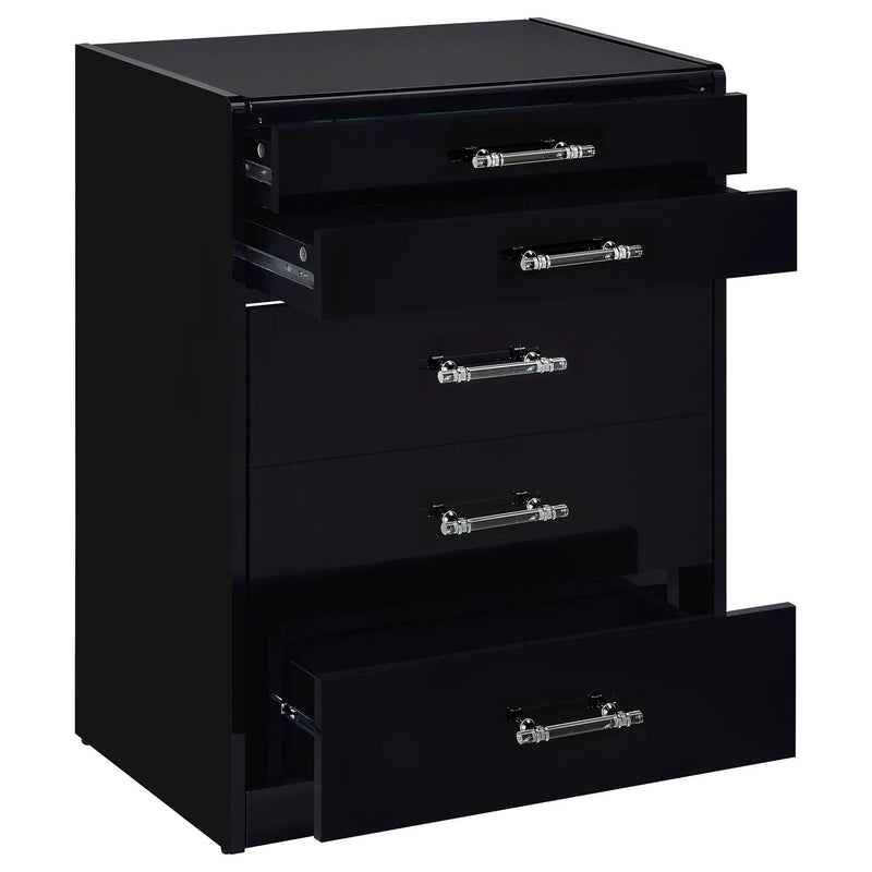 Danbury 3-drawer Makeup Vanity & Stool Set Black High Gloss by Unique Piece Furniture