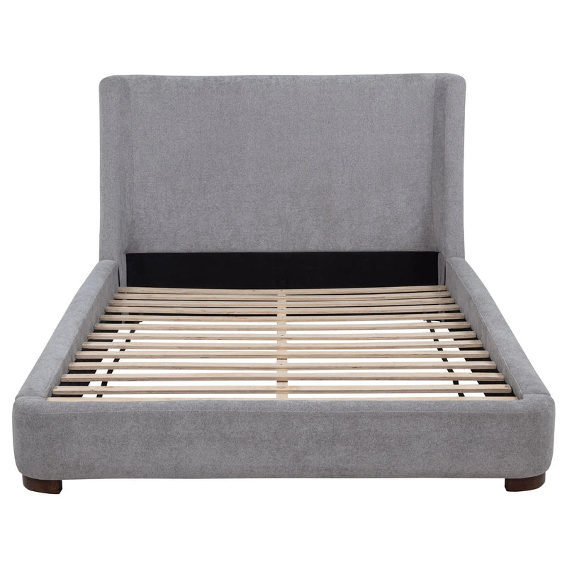 Rennes Upholstered Queen Wingback Platform Bed Grey by Unique Piece Furniture