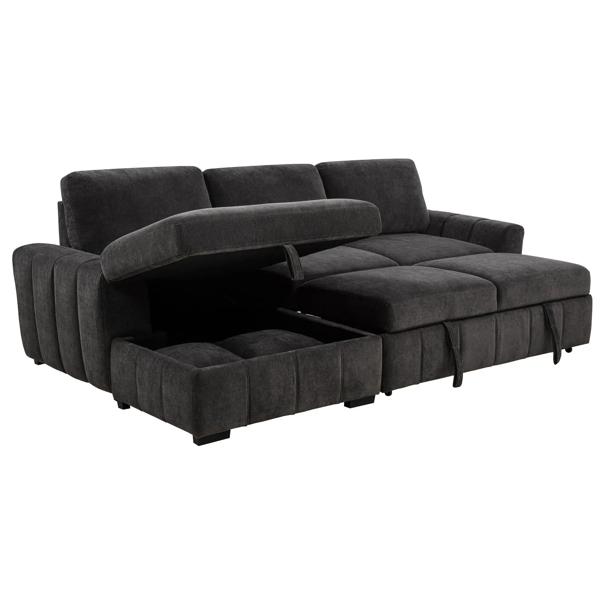 Pastrana Upholstered Sleeper Sectional Sofa LAF Chaise Grey by Unique Piece Furniture