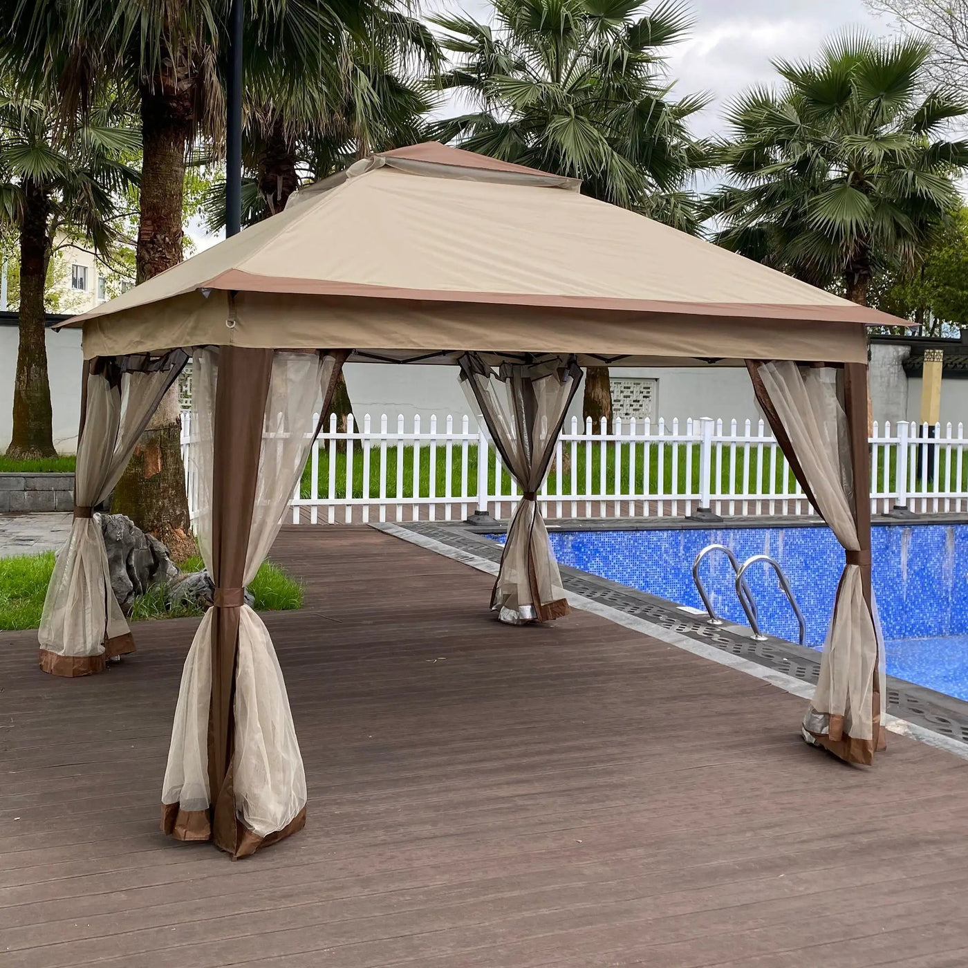Outdoor Pop Up Gazebo Canopy With 2 Tier Soft Top And Removable Zipper Netting by HouseOfZazla