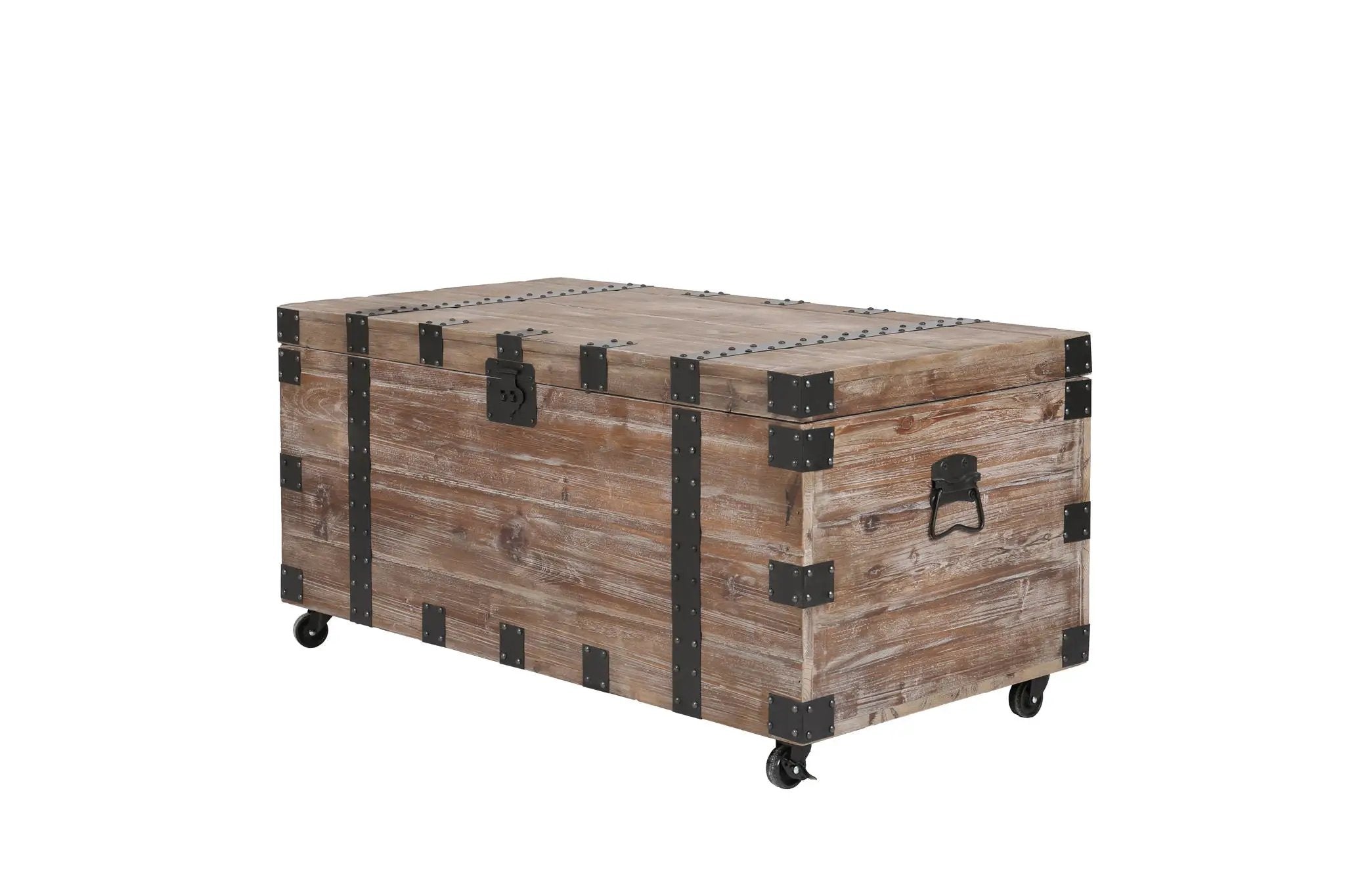 Trunk Table And Side Table With Large Storage Dress Up Your Liviing Room (Set of 3) - Antique Gray by HouseOfZazla
