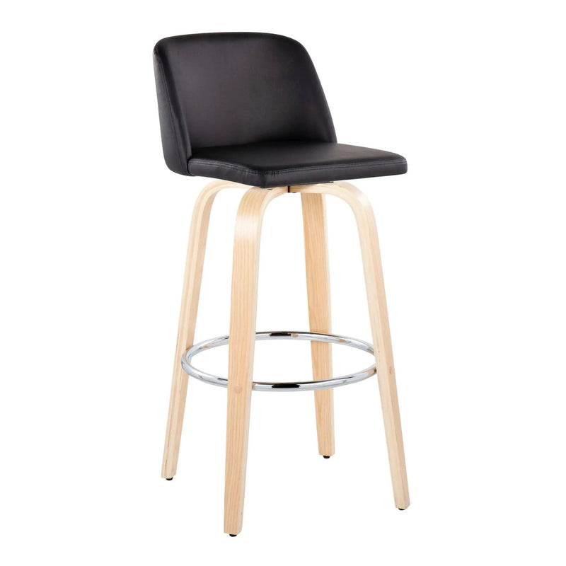 Toriano - Contemporary Fixed Height Barstool & Swivel With Round Footrest (Set of 2) by HouseOfZazla