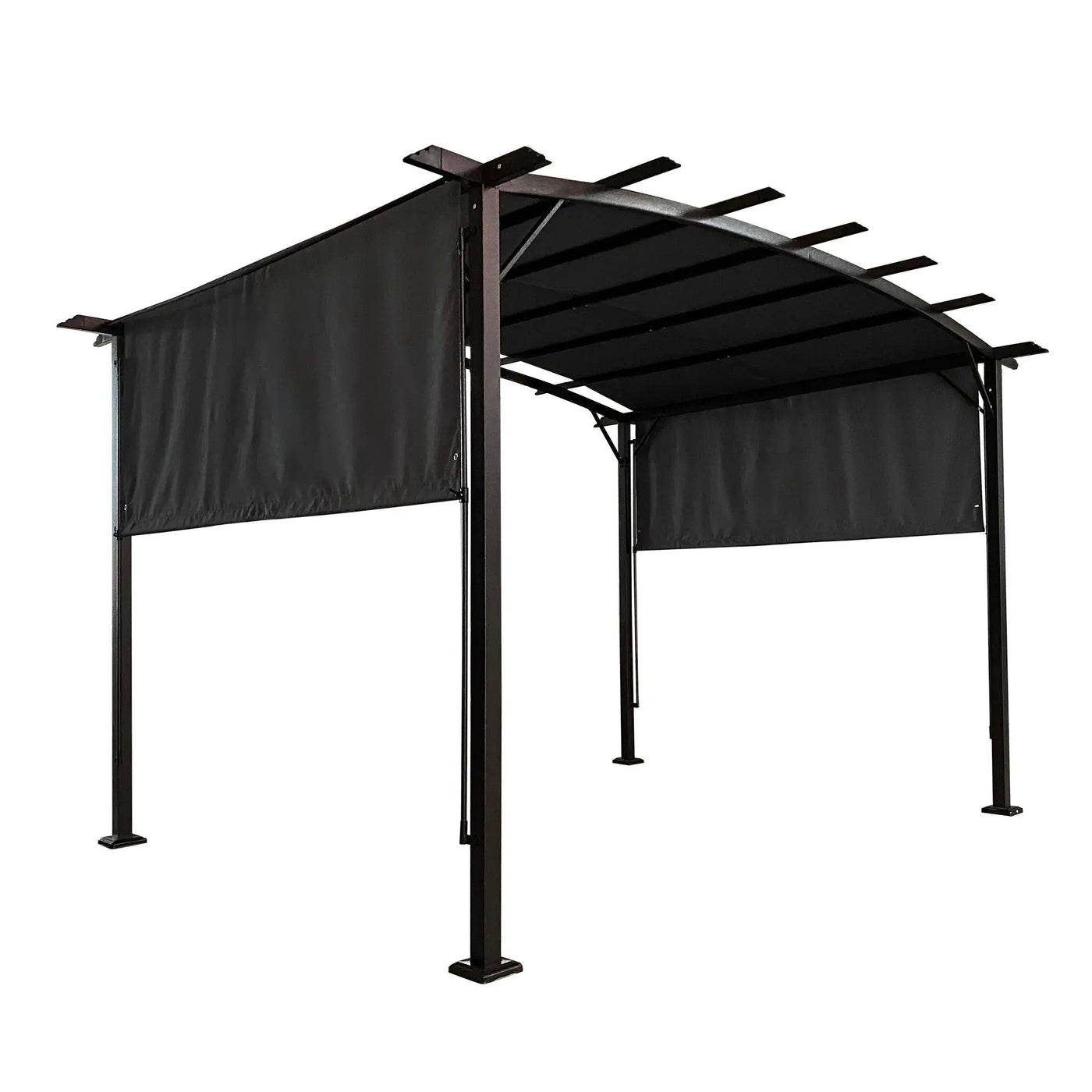 Outdoor Patio Pergola Gazebo - Steel Frame Sun Shelter With Retractable Canopy by Unique Piece Furniture