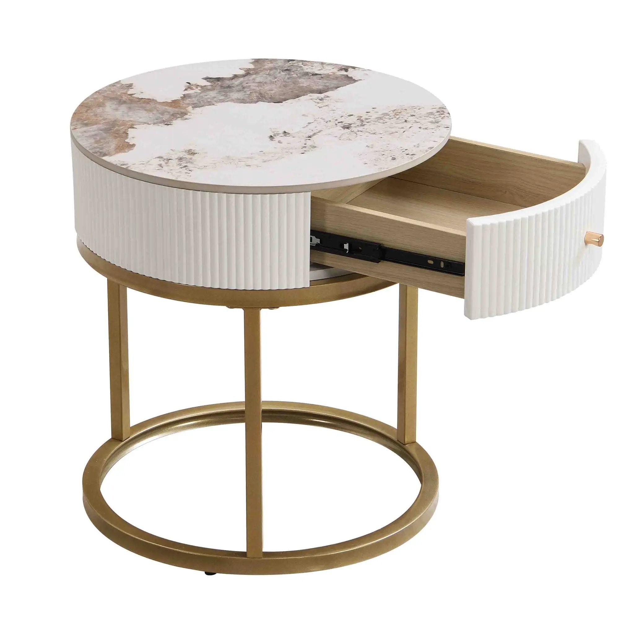 Modern Round Table With Drawers by Unique Piece Furniture