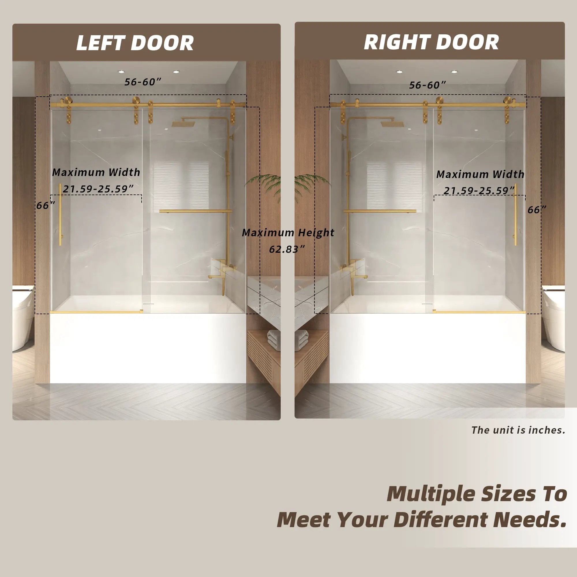 56-60" x 66" Frameless Sliding Bathtub Door by HouseOfZazla