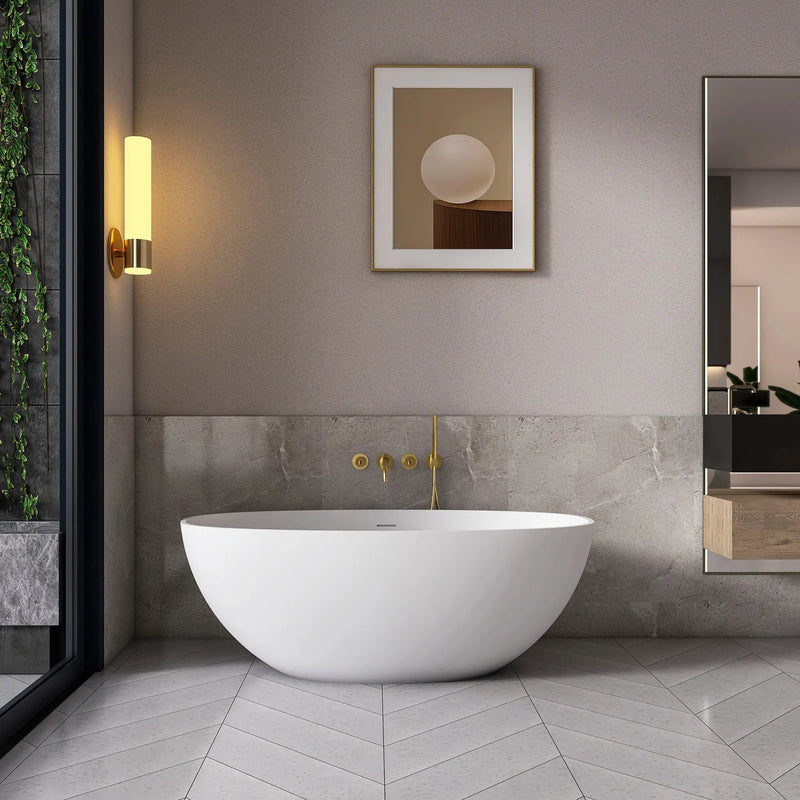61 Inch Small Size Artificial Stone Solid Surface Freestanding Bathroom Bathtub by HouseOfZazla