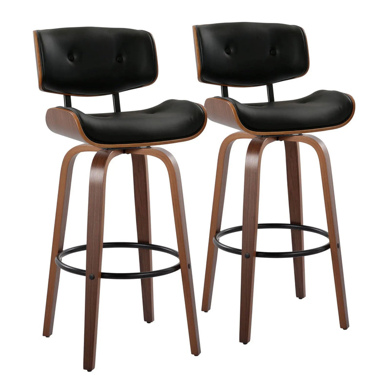 Lombardi - Mid-Century Modern Fixed Height Barstool With Swivel With Round Footrest (Set of 2) by Unique Piece Furniture