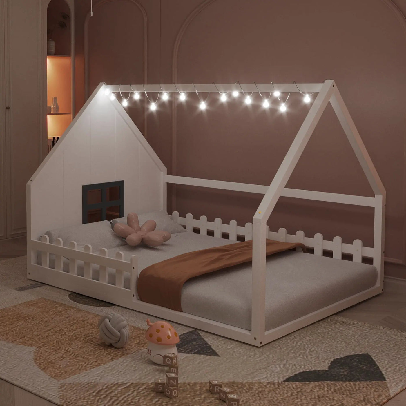 House Bed With Window And Fence by Unique Piece Furniture
