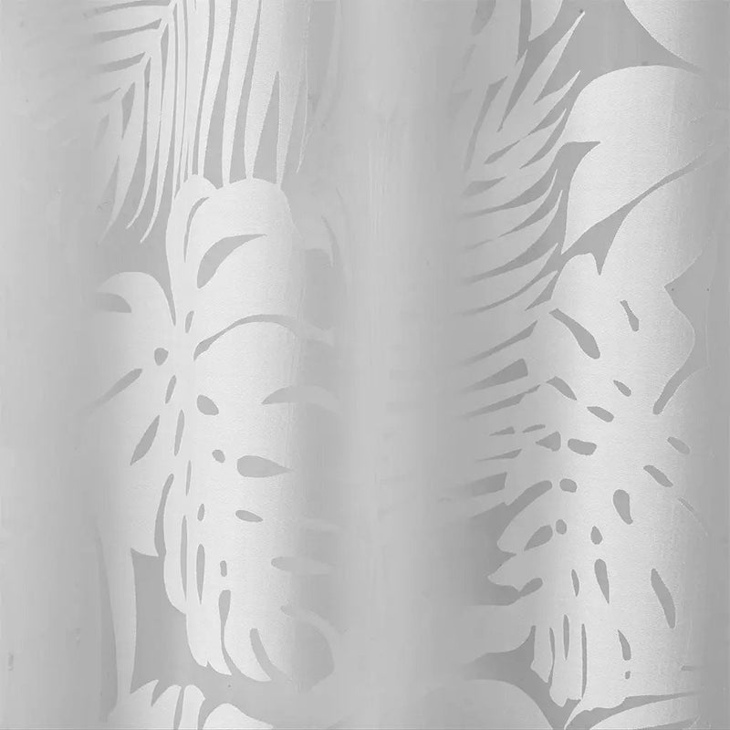 Palm Leaf Burnout Sheer Window Curtain White 50x63 by HouseOfZazla