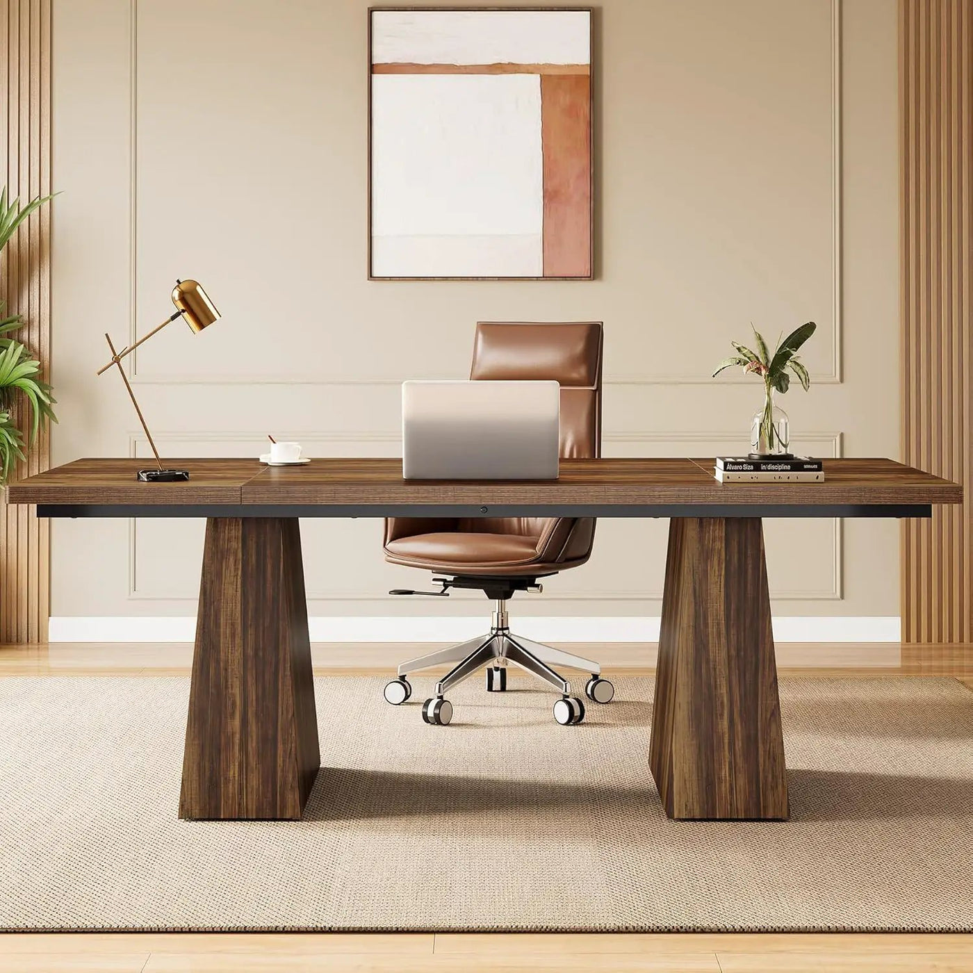 Executive Desk, Workstation With Double Trapezoid Base by HouseOfZazla