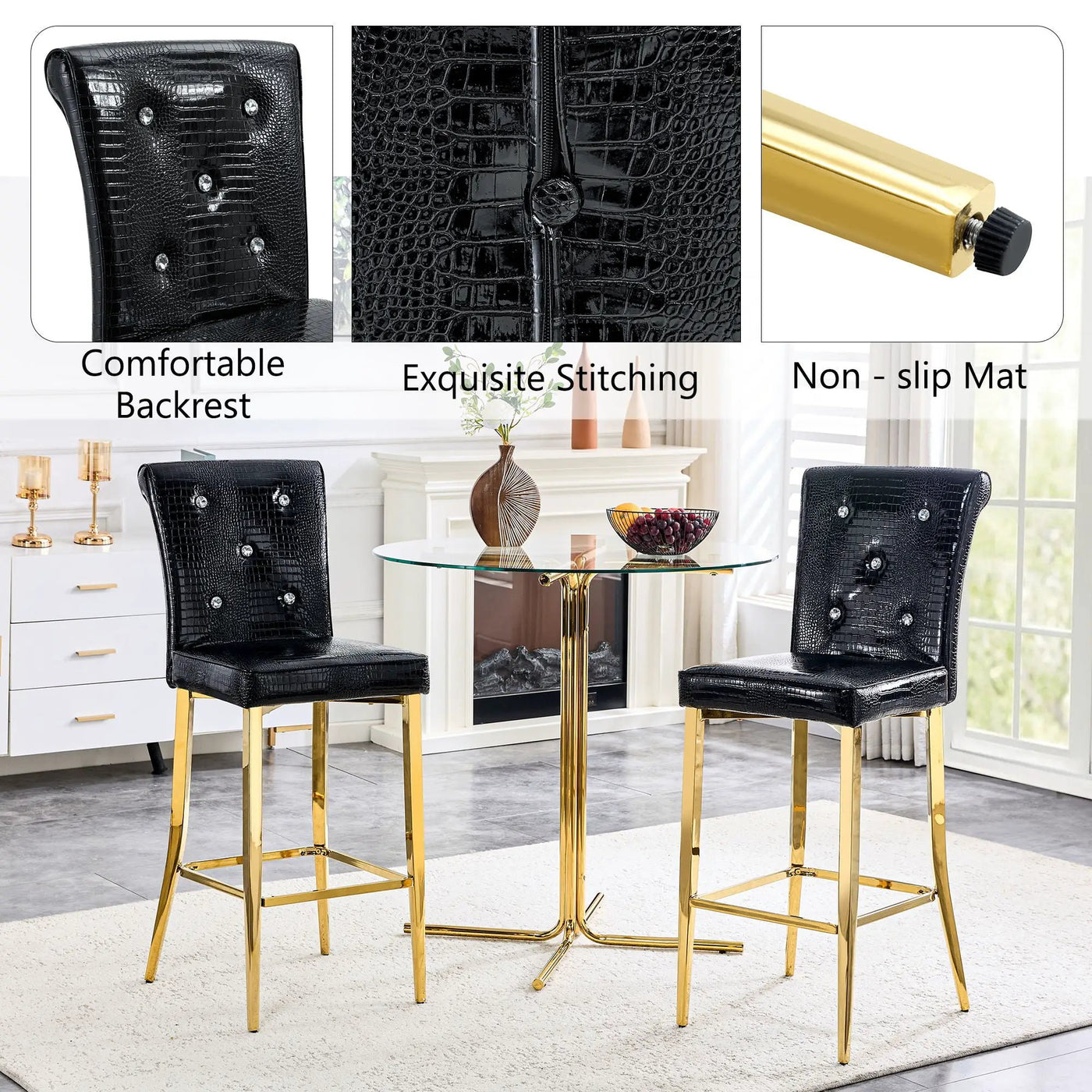 Bar Chairs With Crystal Clasp Design (Set of 2) by HouseOfZazla