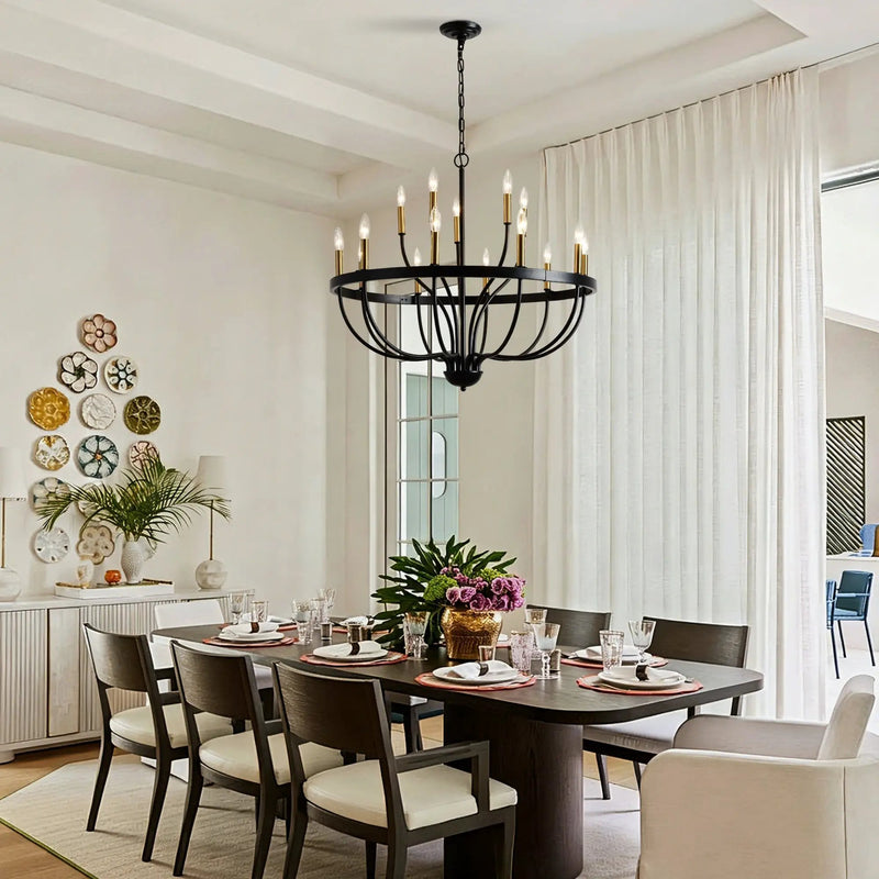 15-Light Industrial Iron Candle Chandelier Modern Farmhouse Pendant Light by HouseOfZazla
