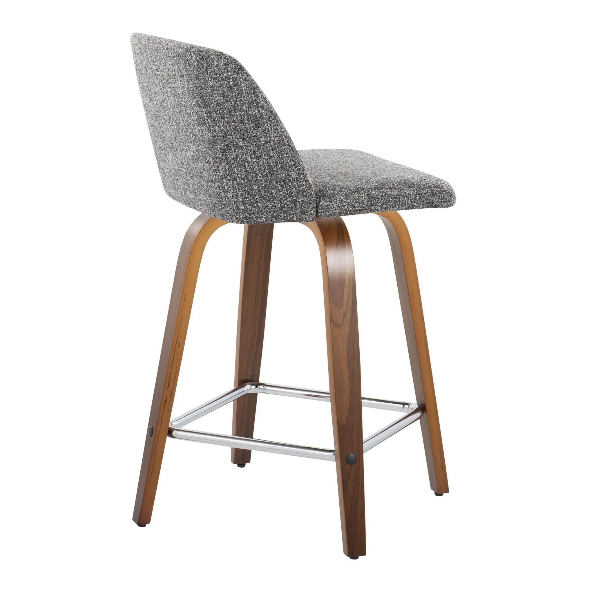 Toriano - Mid Century Modern Fixed Height Counter Stool With Swivel And Square Footrest (Set of 2) by HouseOfZazla
