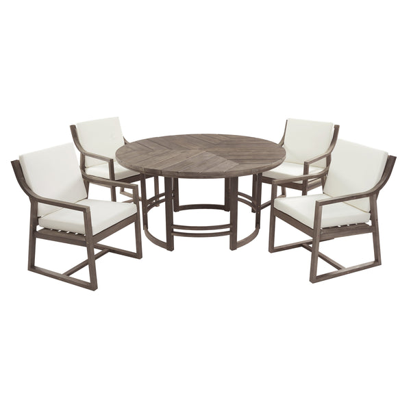 Outdoor Dining Set 5-Piece Patio Table and Chairs with Umbrella Hole