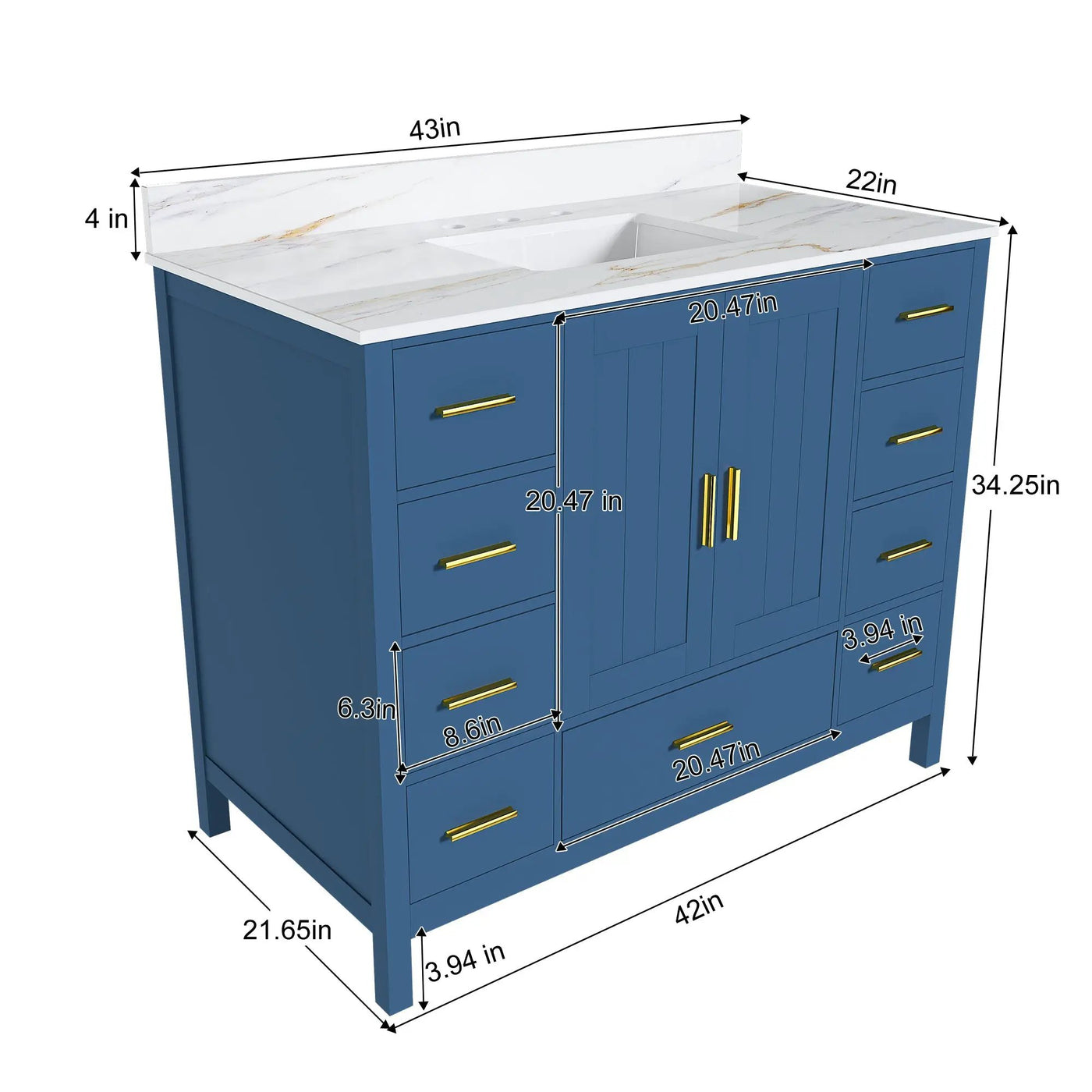 42" Modern Solid Wood Bathroom Vanity with Sink by HouseOfZazla
