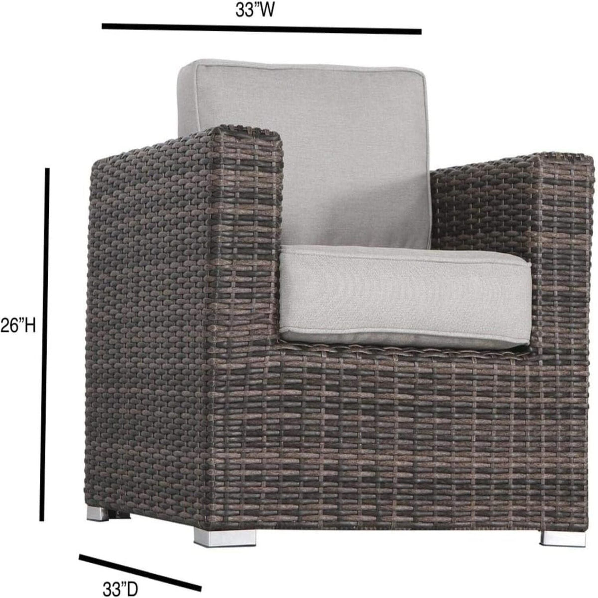 3 Piece Outdoor Seating Set with Cushions - Light Brown, Dark Brown, or Dark Gray, photo 15 of 17