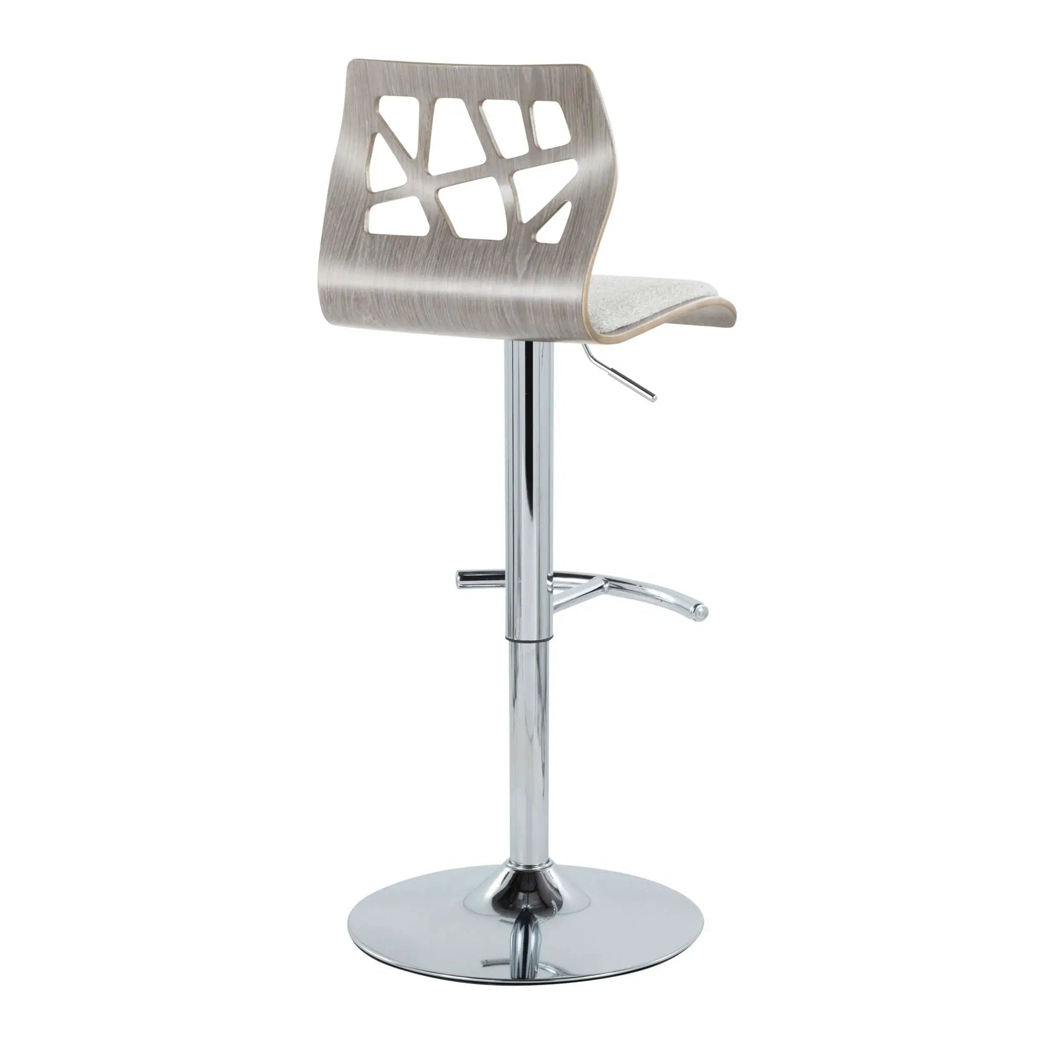 Folia - Contemporary Adjustable Barstool With Swivel With Rounded T Footrest (Set of 2) by HouseOfZazla