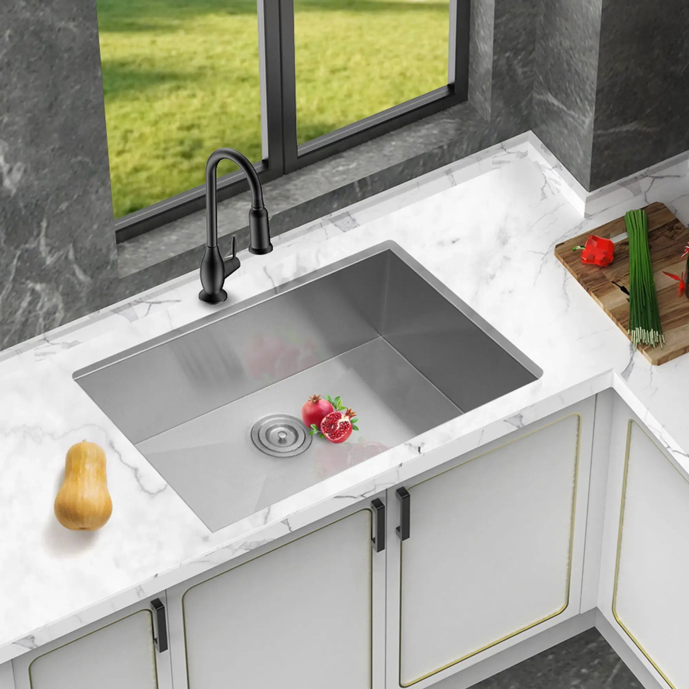 Undermount Stainless Steel Kitchen Sink, Deep Single Bowl Basin by HouseOfZazla