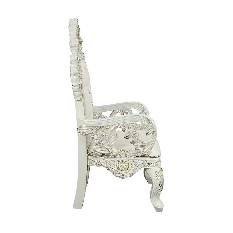 Adara - Arm Chair (Set of 2) - Pearl White Synthetic Leather & Antique White by Unique Piece Furniture