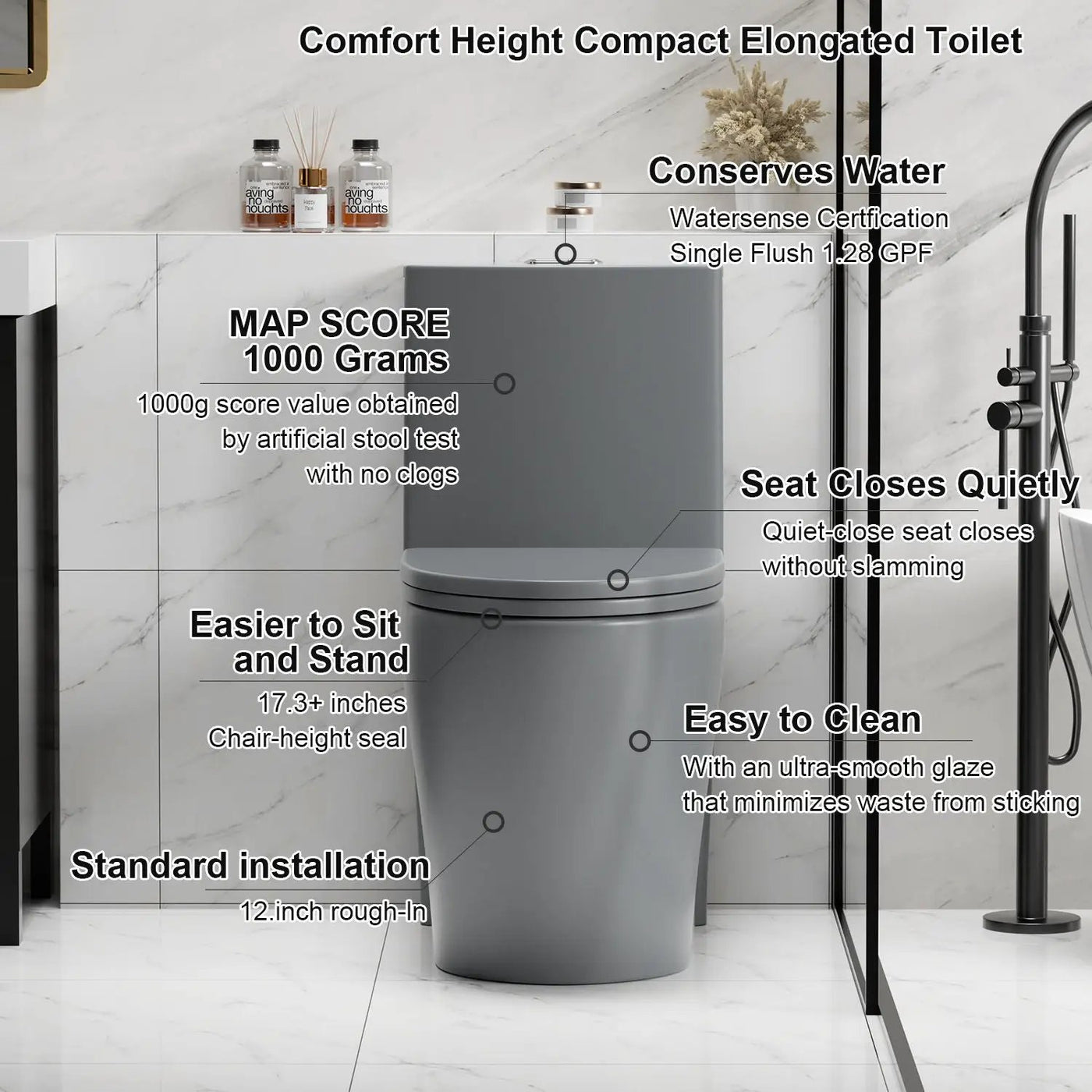 1 Piece Toilet With Tornado Flush, Dual Flush, And ADA Height Comfort Chair by HouseOfZazla
