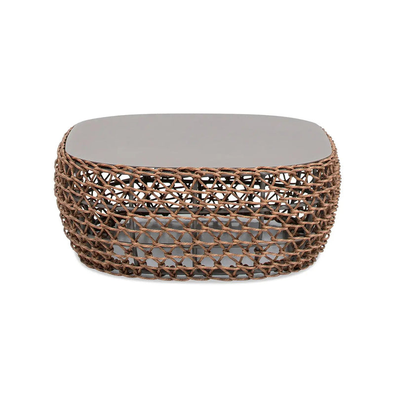 Willow - Oval Woven Patio Coffee Table, Wicker Frame by Unique Piece Furniture