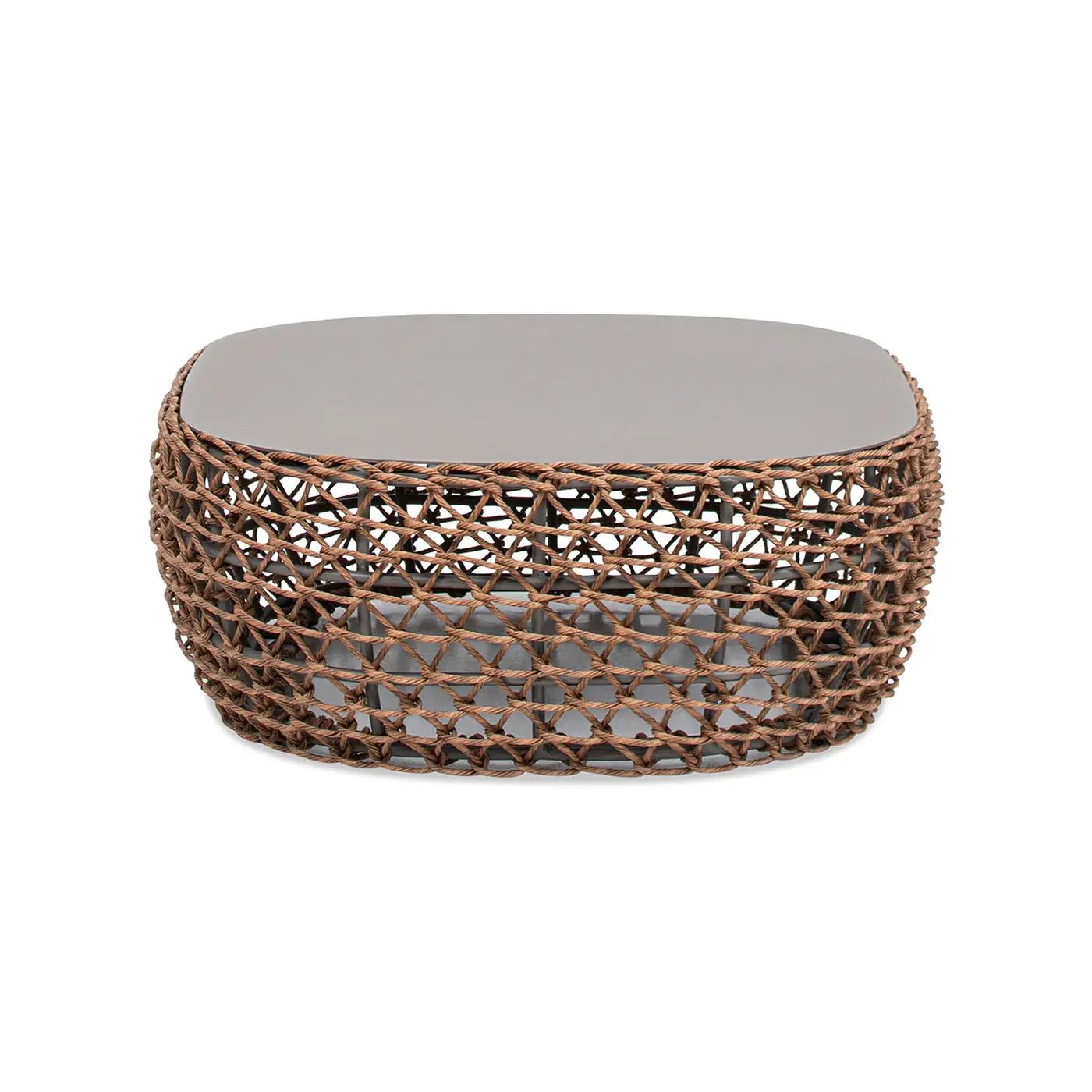 Willow - Oval Woven Patio Coffee Table, Wicker Frame by HouseOfZazla