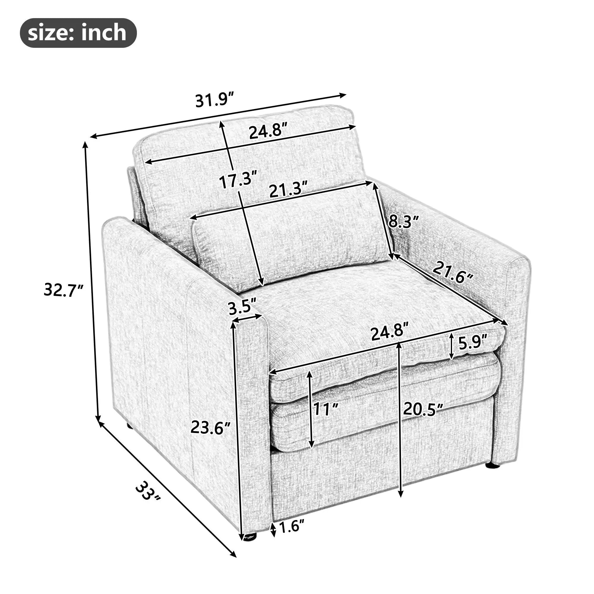 Cozy Upholstered Cushion Armchair For Living Room by HouseOfZazla