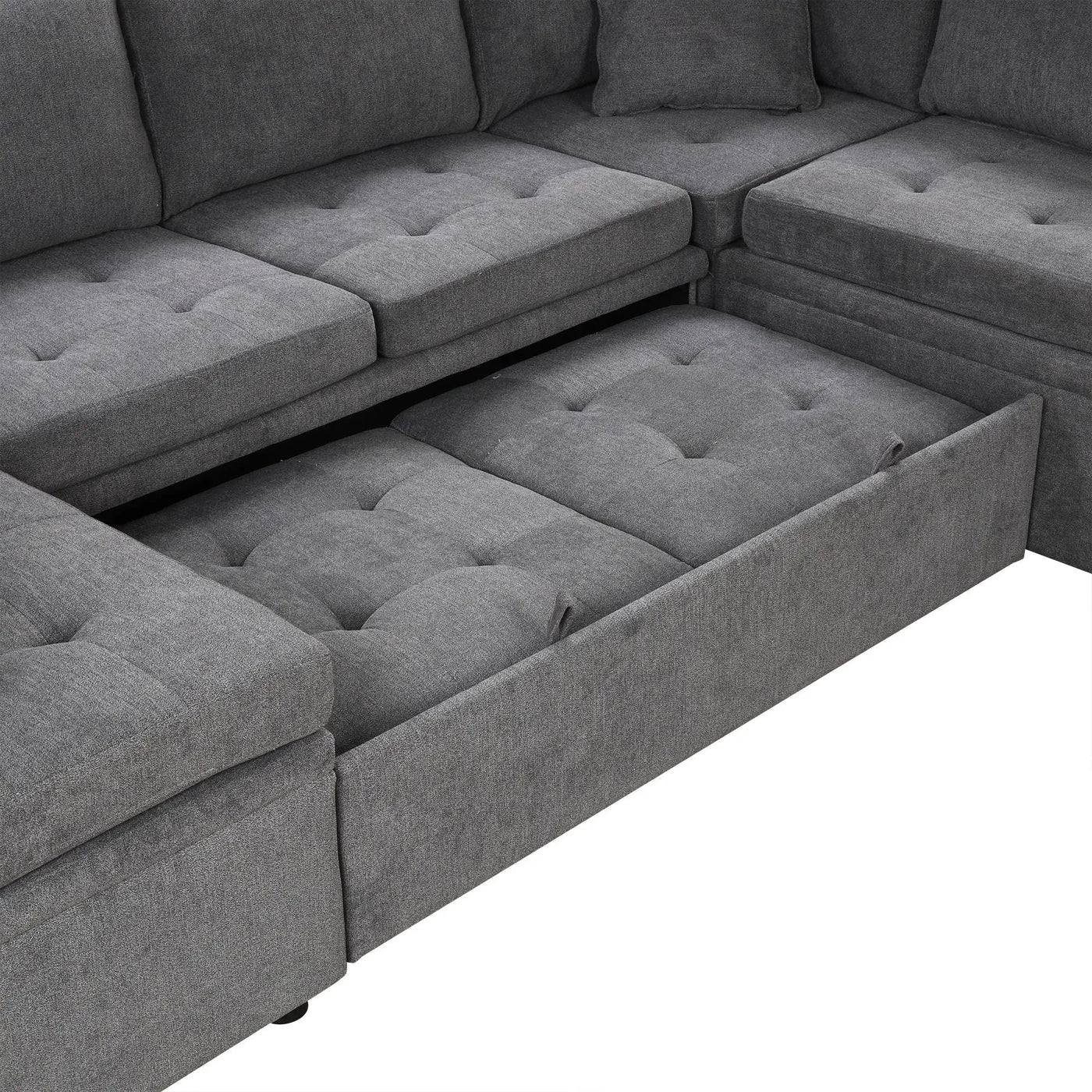 Oversized Sectional Sofa U-Shaped Sofa Couch Pull-Out Sofa Bed With Two Throw Pillows For Living Room by HouseOfZazla