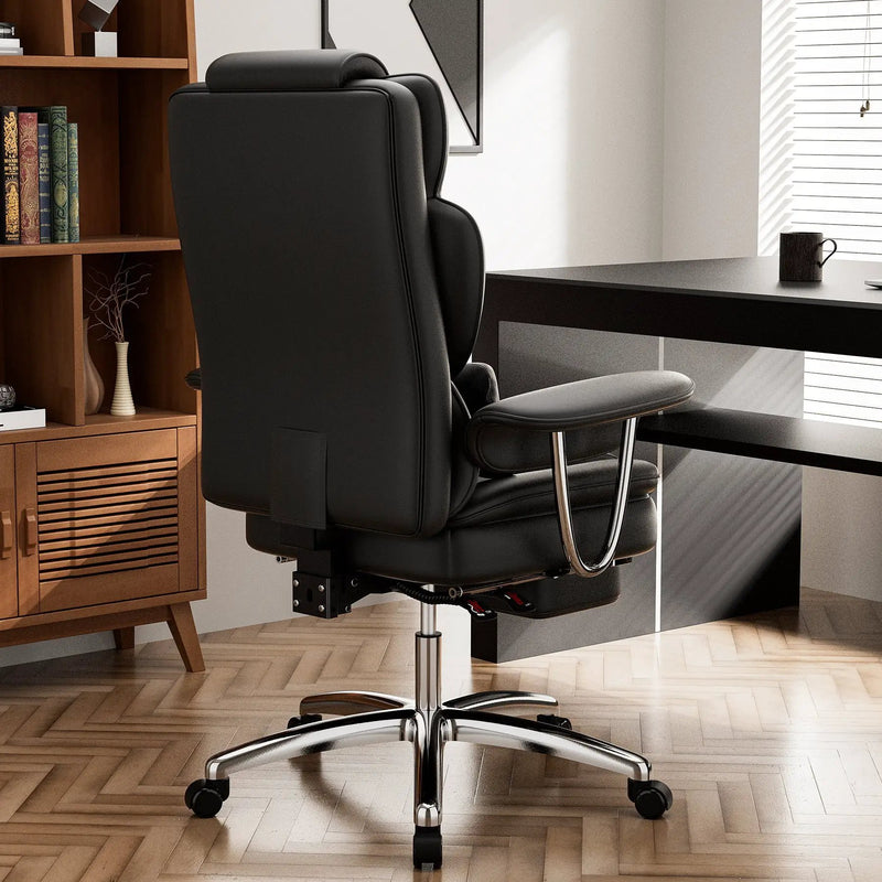 Big and Tall Executive Office Chair with Footrest - Black by HouseOfZazla