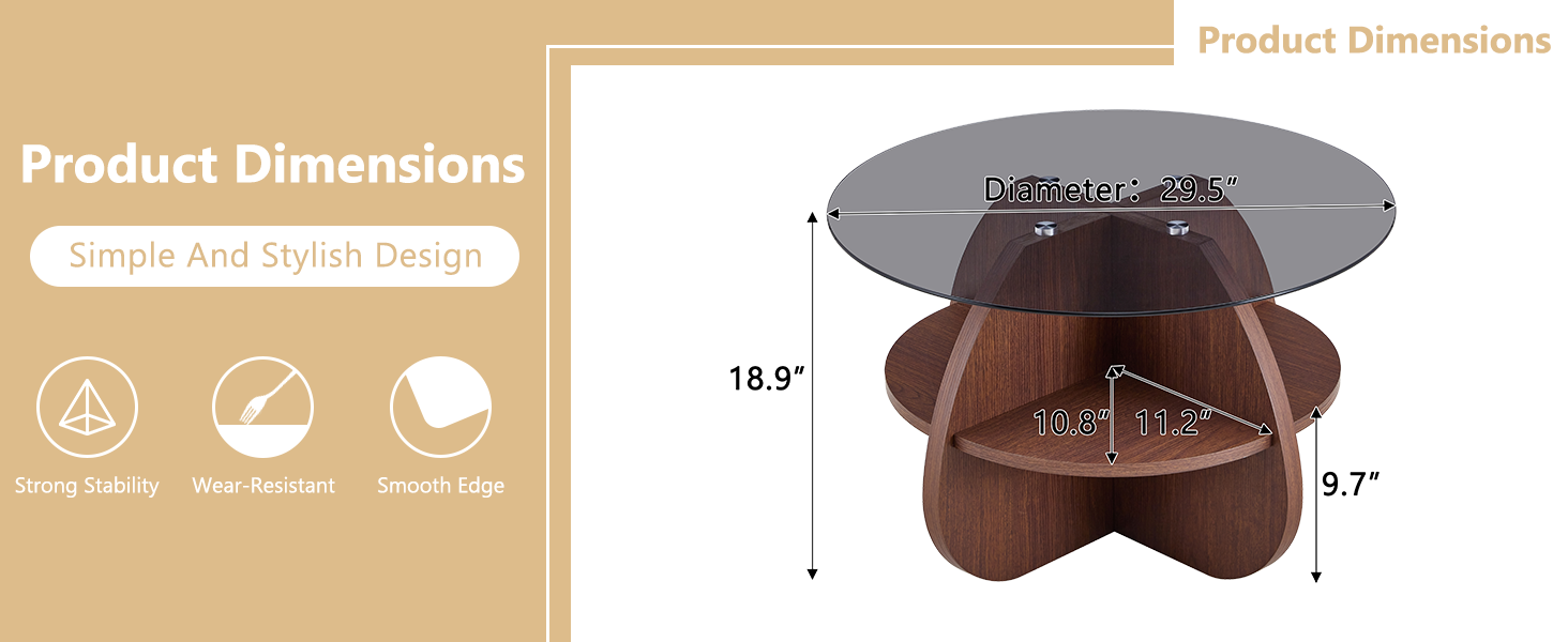 Creative Cross-Structure Round Coffee Table with Glass Top by HouseOfZazla
