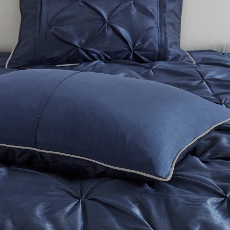 7 Piece Tufted Comforter Set Navy Queen by HouseOfZazla