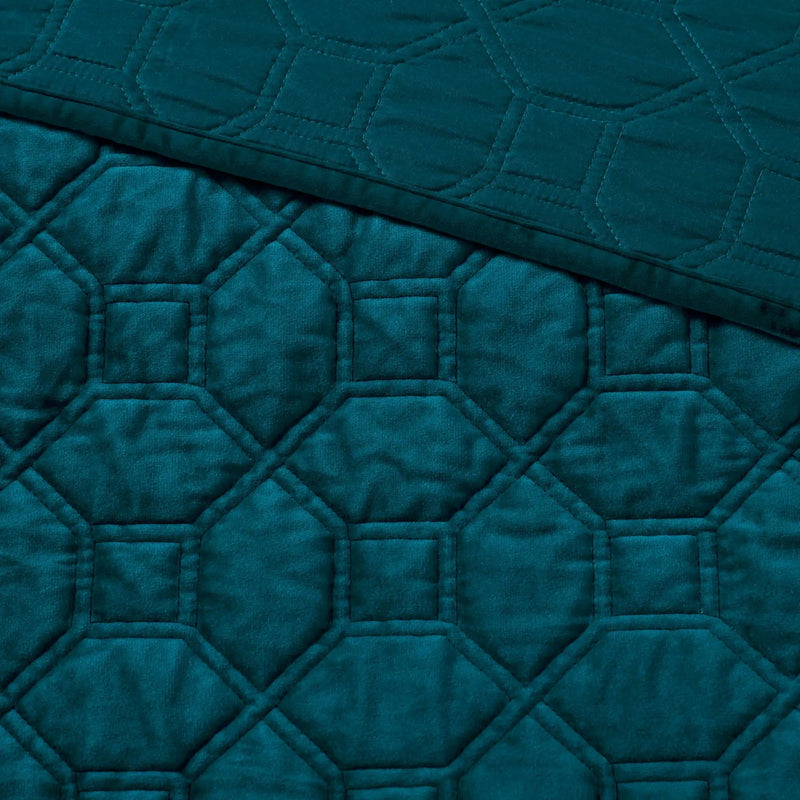 3 Piece Velvet Quilt Set Teal King/Cal King by HouseOfZazla