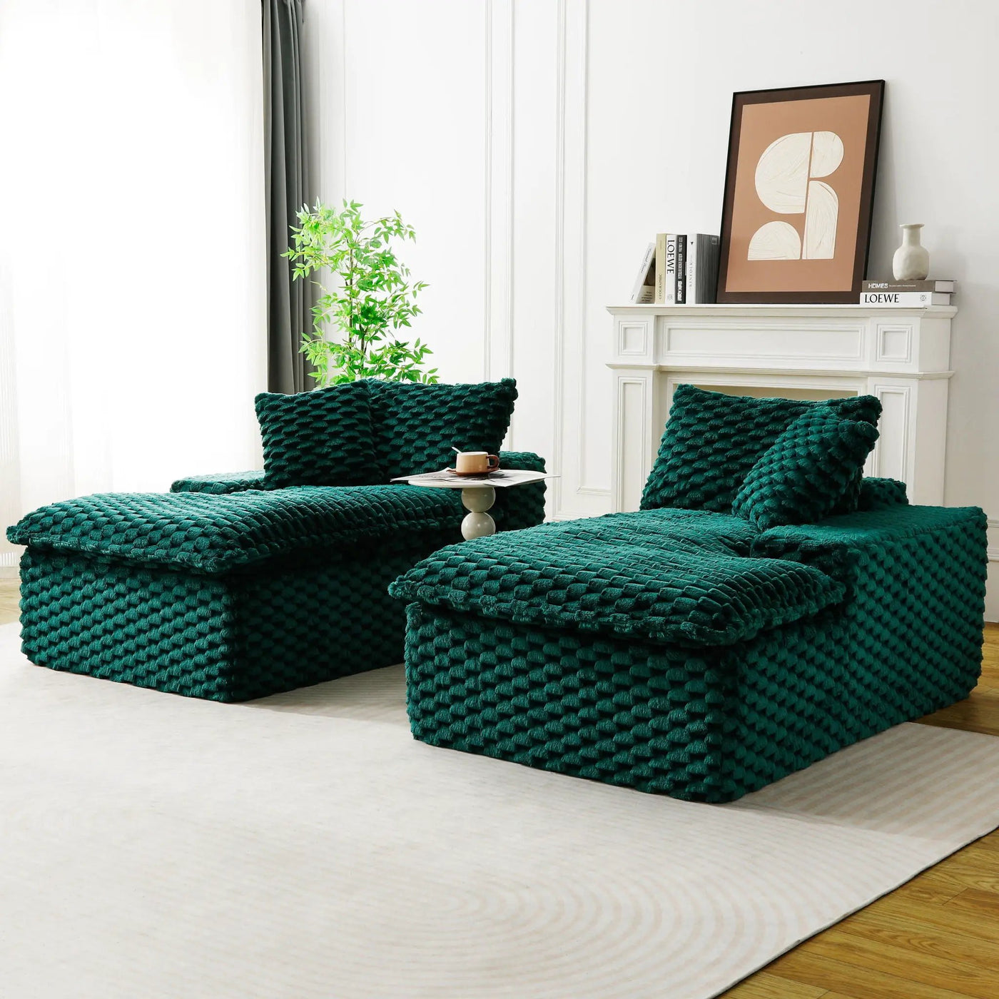 Double Chaise Lounge With Full Compressed Sponge by Unique Piece Furniture