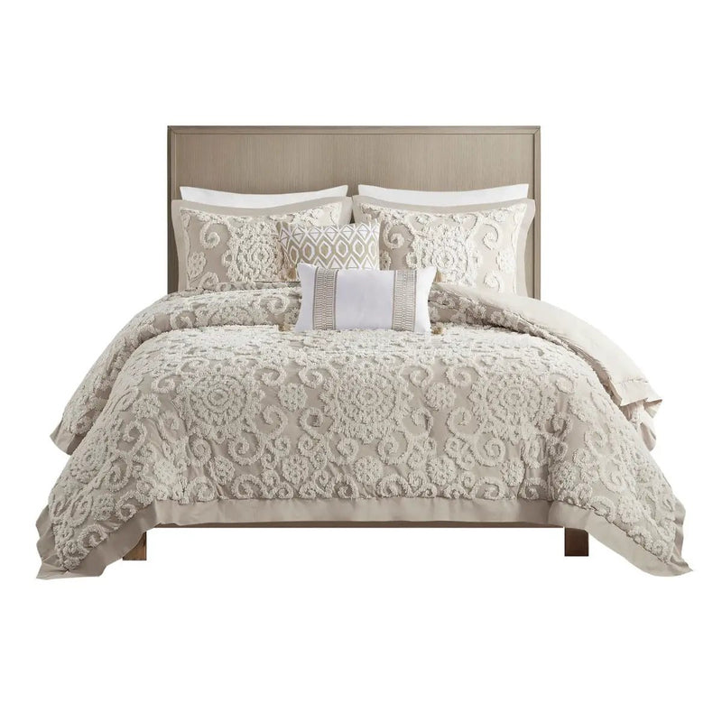 Cotton Comforter Mini Set Taupe King by HouseOfZazla