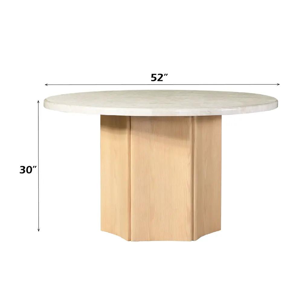 Adalynn - Round Dining Table With Marble Top - White & Weathered Gray Oak by Unique Piece Furniture