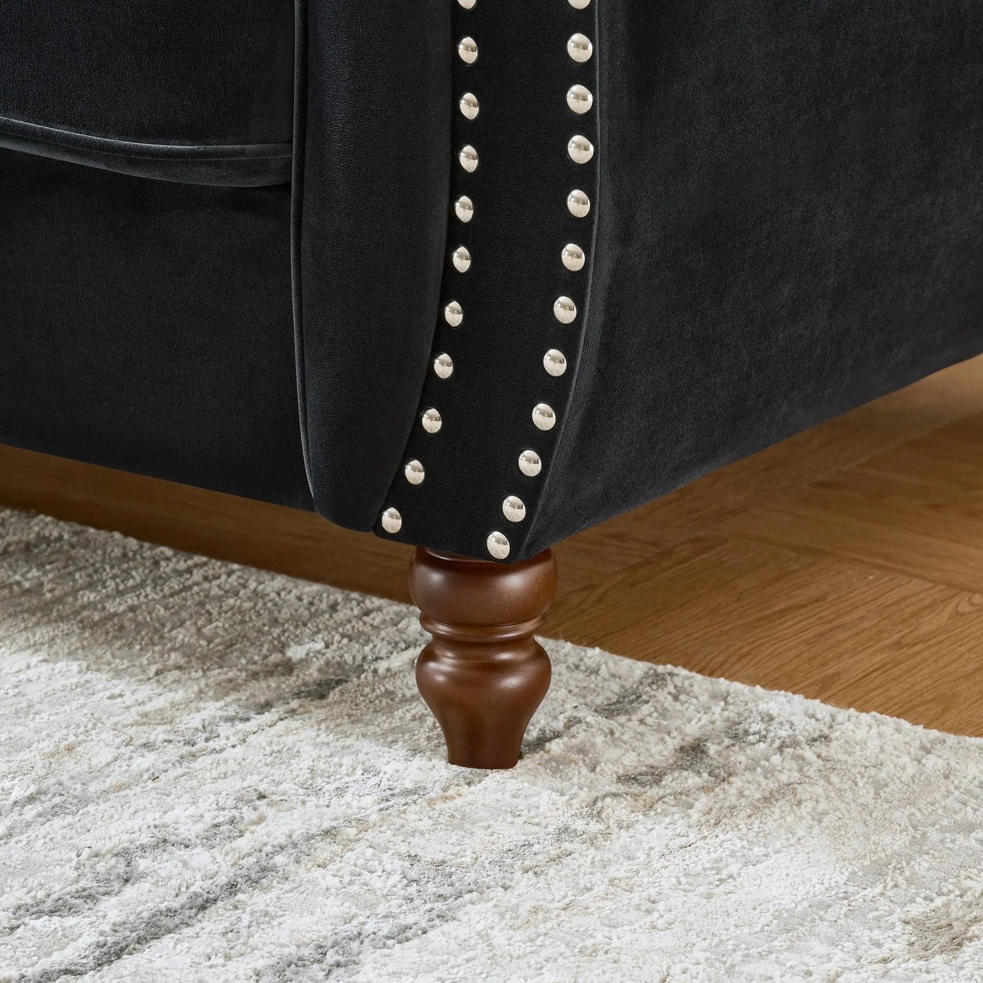 Chesterfield 3 And 2 Seater Upholstery Sofa With Roll Armrest & Nailhead Fabric Couch by HouseOfZazla