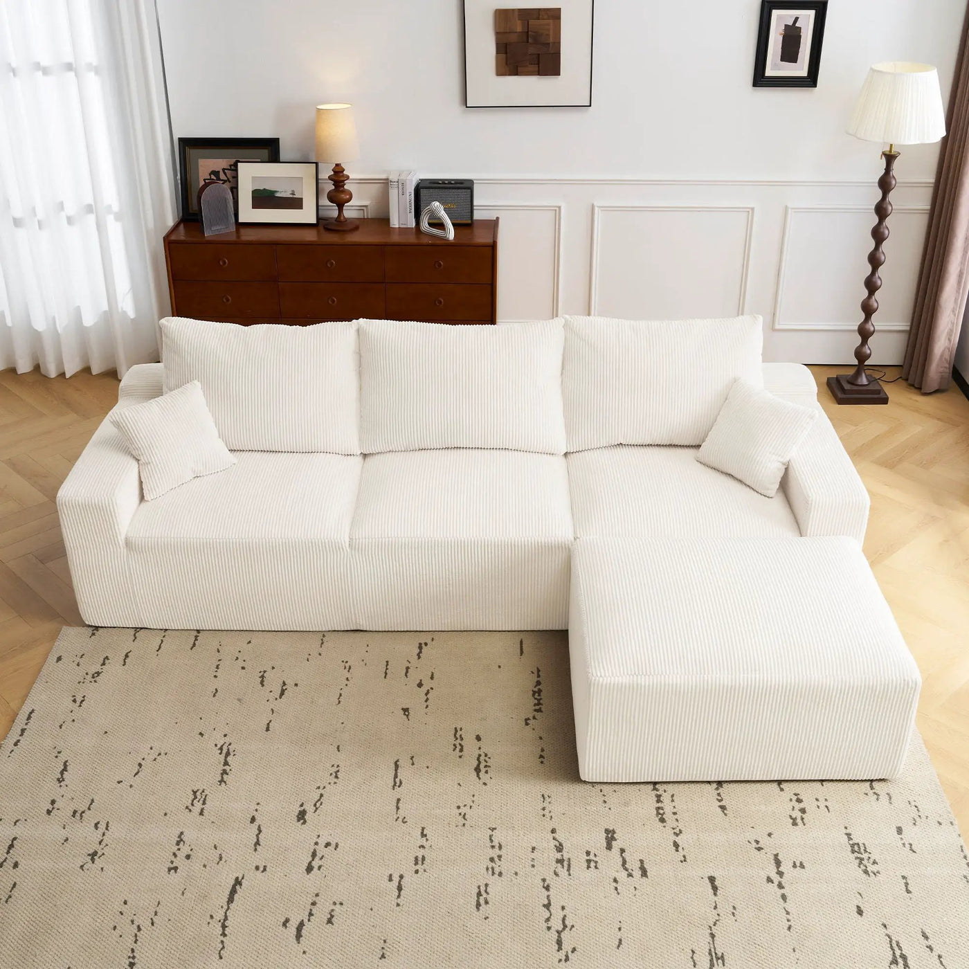 L Shaped Sectional Sofa, Full Compression 3 Seater Cloud Couch With Chaise by Unique Piece Furniture
