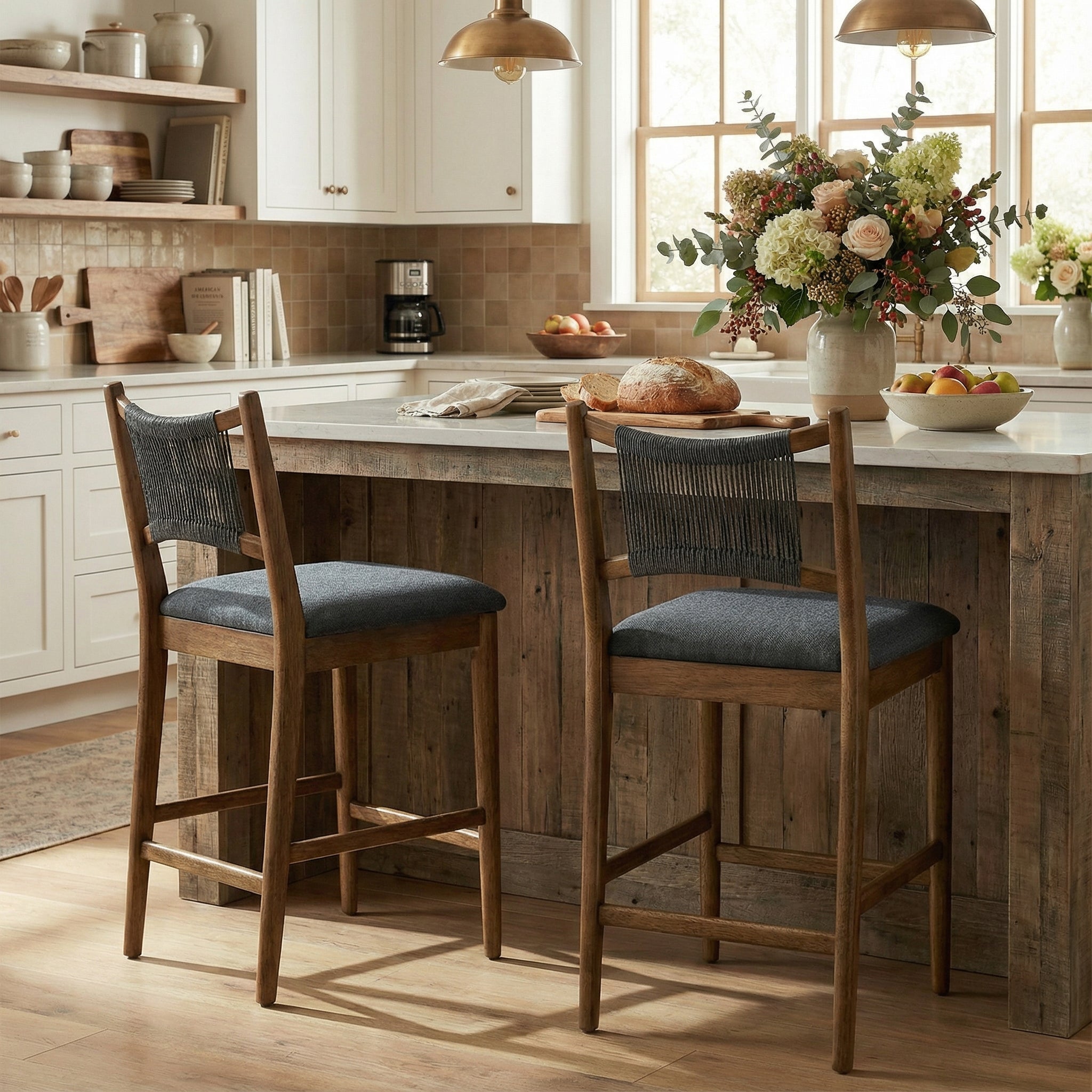 Arno Indoor Upholstered Wooden Counter Stool by HouseOfZazla