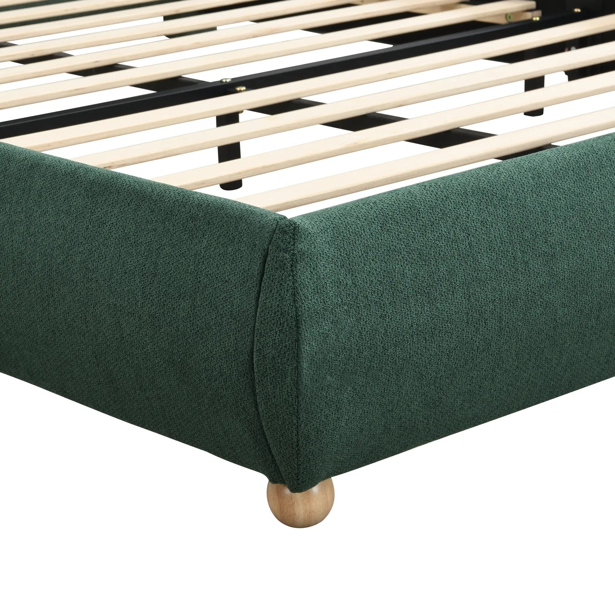 King Size Upholstered Platform Bed Frame with Rounded Corners by HouseOfZazla