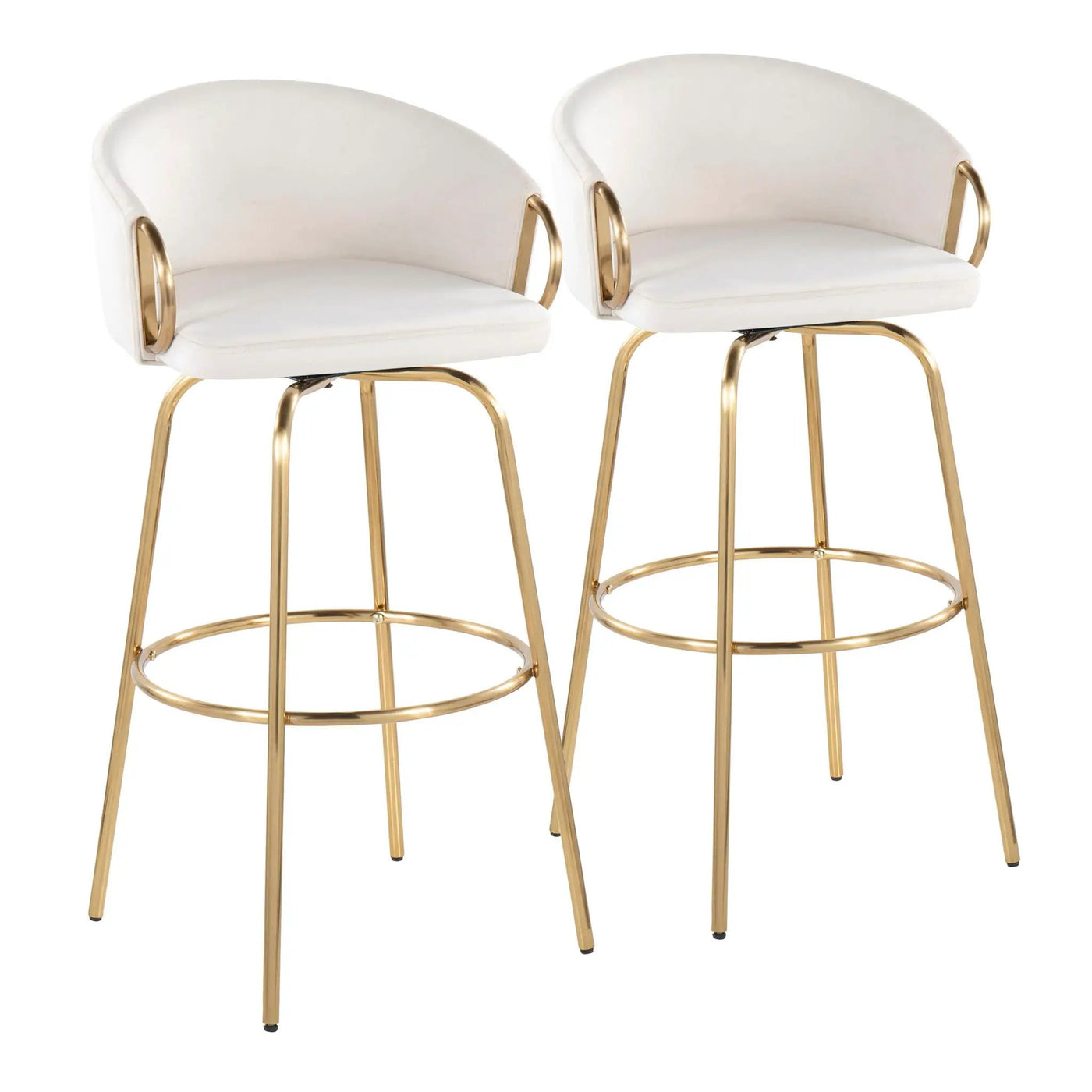 Claire - Contemporary / Glam Fixed Height Bar Stool (Set of 2) Round Footrest (Set of 2) by HouseOfZazla